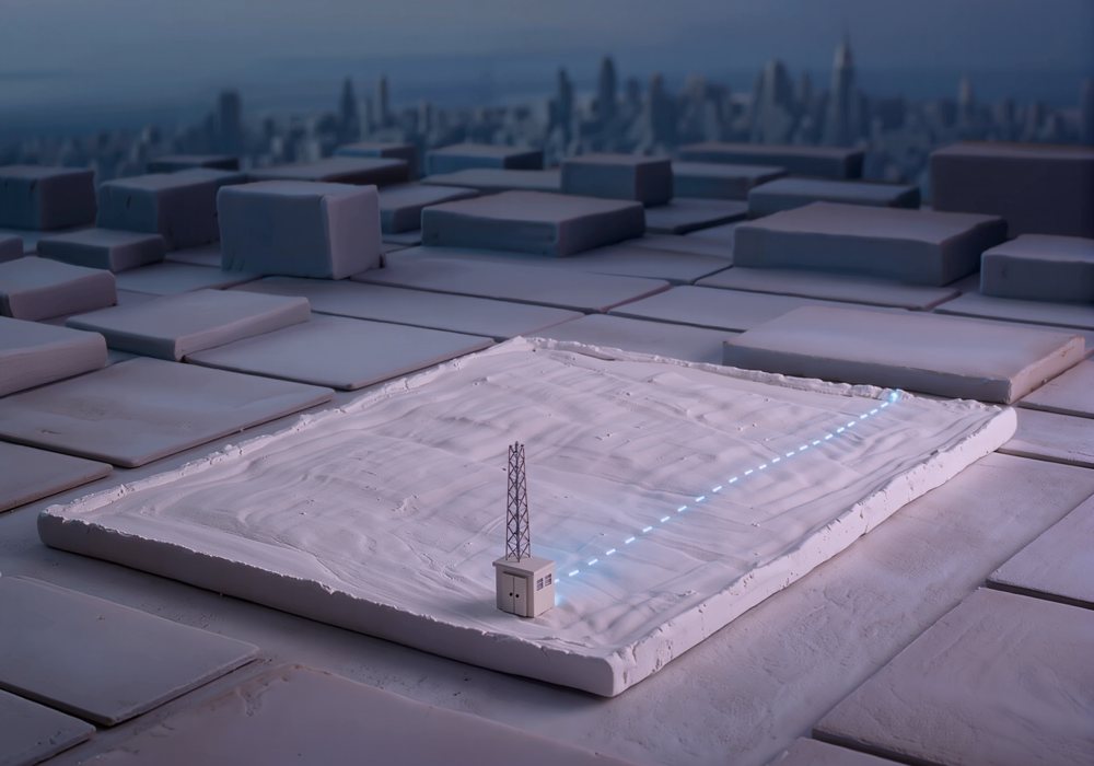 A white model plot of land with a small substation at its corner